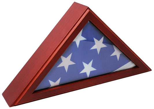 American Flag Display Case – Classic Solid Wood Frame with Thick Glass Front