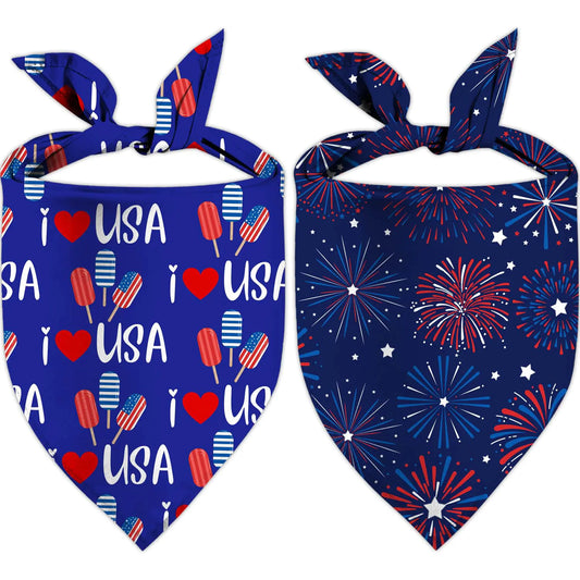 Patriotic Dog Bandana – Red, White & Blue