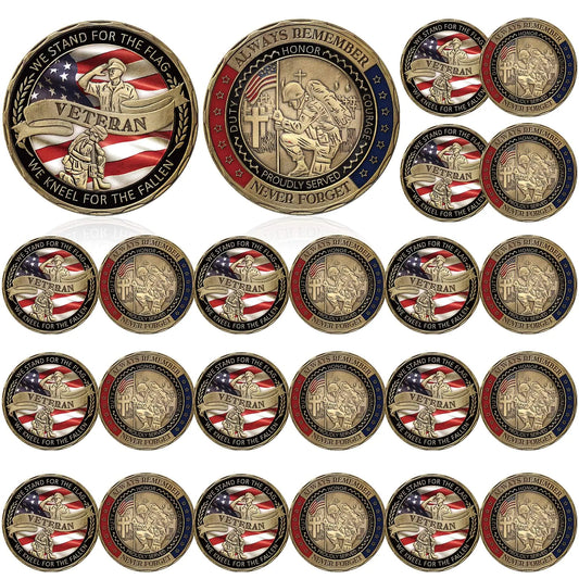 24 Pcs Military Veteran Challenge Coin