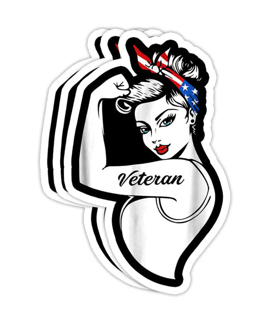 The Woman Veteran – Strong Girl Vinyl Sticker Set (3-Pack)