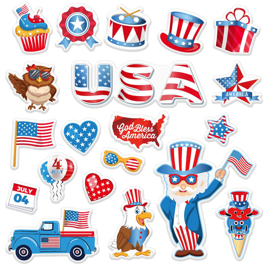 Patriotic Thick Gel Window Clings – 20 Designs