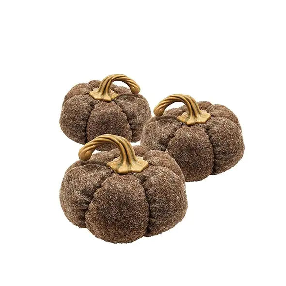 Set of 3 Brown Fabric Pumpkins