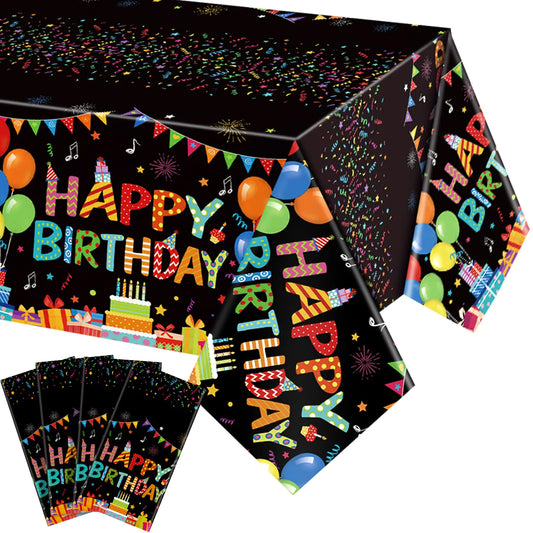 Tingjoo 4 Pcs Happy Birthday Tablecloth