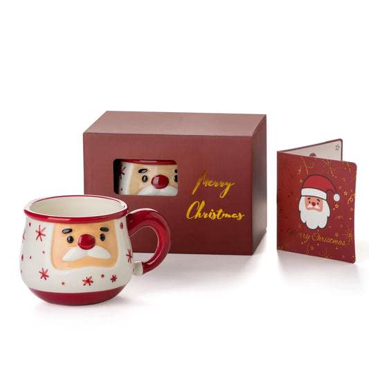 Santa Face Ceramic Christmas Mug Set – 16oz (2-Pack)