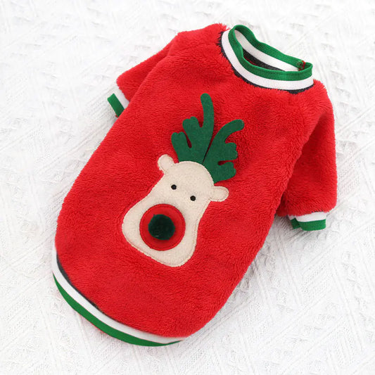 Coral Fleece Christmas Dog Sweater