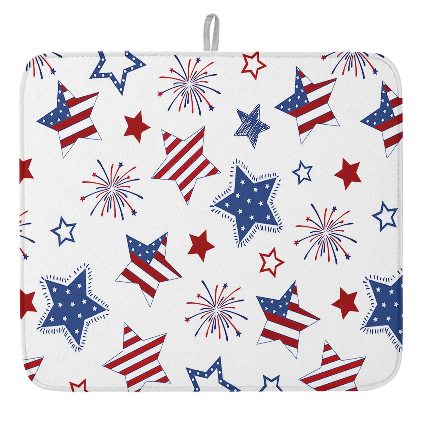 4th of July Patriotic Stars Dish Drying Mat – Absorbent Counter Protector