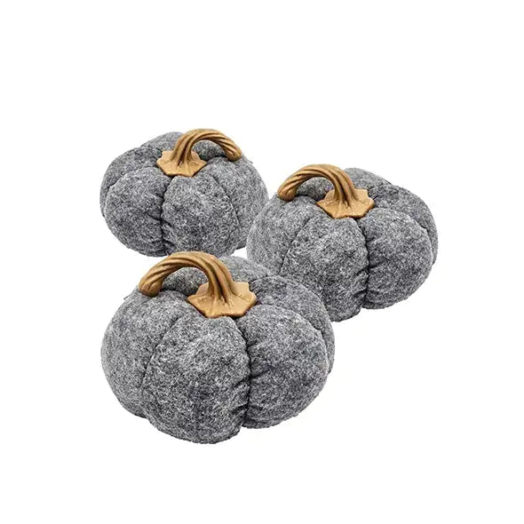 Set of 3 Gray Fabric Pumpkins