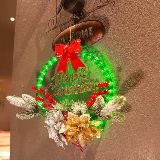 Battery-Powered LED Christmas Flower Garland (30CM)