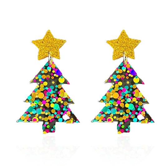 Christmas Tree Acrylic Earrings – Festive Holiday Dangle Jewelry