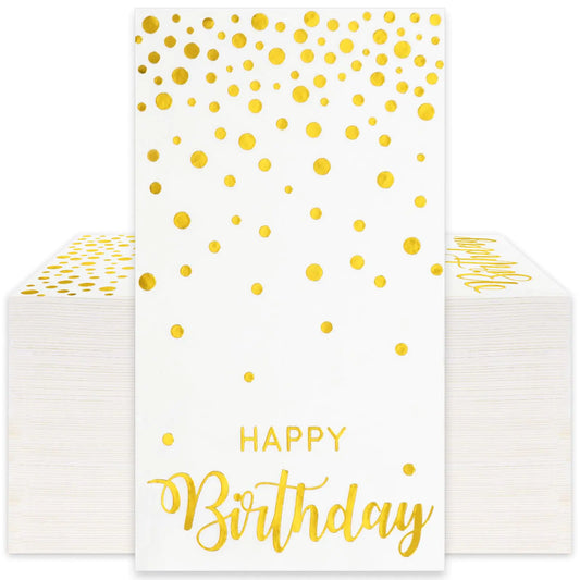 50-Pack Gold Foil "Happy Birthday" Guest Napkins