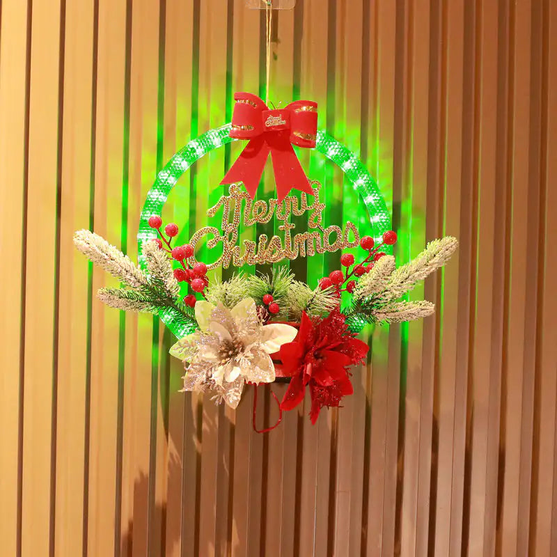 Battery-Powered LED Christmas Flower Garland (30CM)