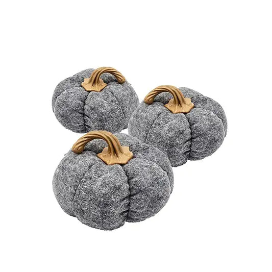 Set of 3 Gray Fabric Pumpkins