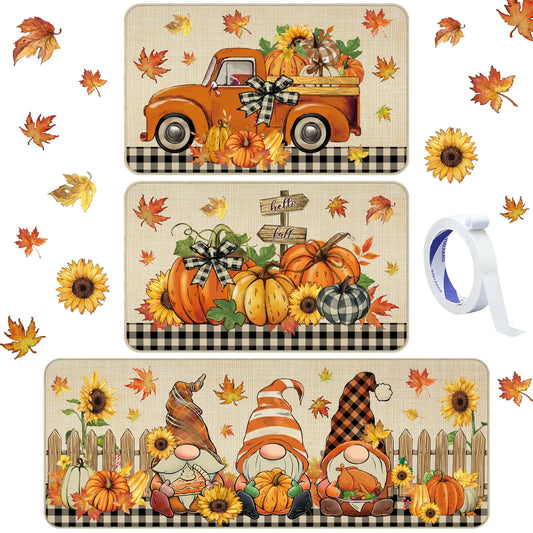 3 Pcs Fall Thanksgiving Kitchen Mat