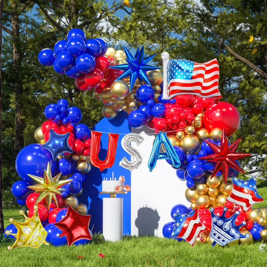 Red, Gold & Blue Balloon Arch Kit – 151 Pcs