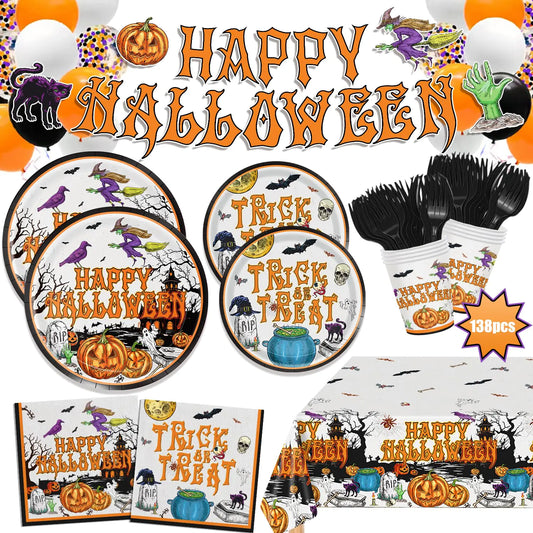Vintage Halloween Party Supplies 138pcs