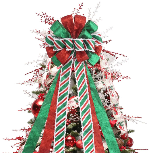 Elegant Christmas Tree Topper with Ribbon Design