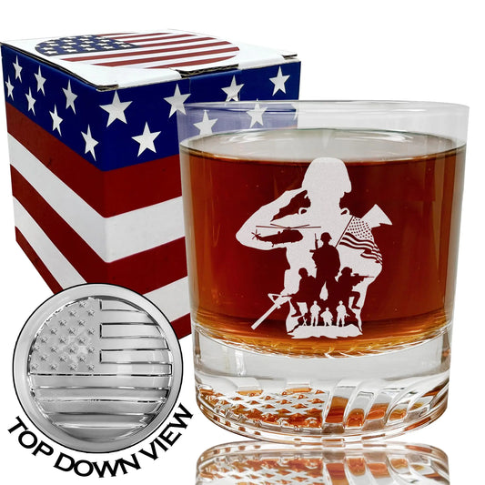 American Flag Veteran Whiskey Glass – 12oz Heavy-Duty Old Fashioned Glass