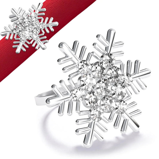 6PCS Rhinestone Snowflake Napkin Rings