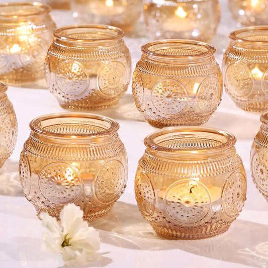 48-Pack Vintage Glass Votive Candle Holders