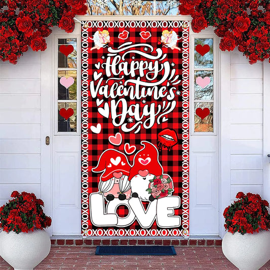 Happy Valentine’s Day Door Banner – 5.9x3ft Romantic Porch Decoration