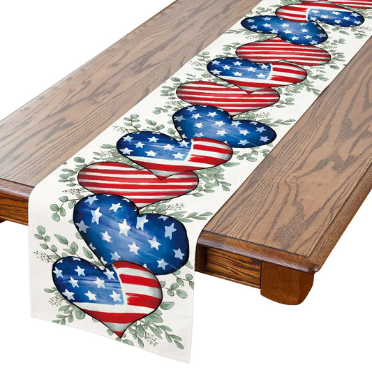 4th of July Table Runner – Patriotic Burlap Polyester