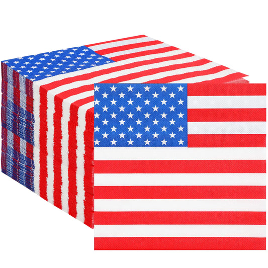 Patriotic American Flag Napkins – 100 Pack